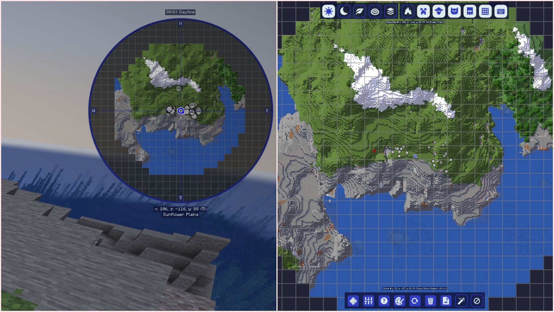 JourneyMap is a great mod that adds a HUD map to the game (Image via Sportskeeda Gaming || Mojang Studios)